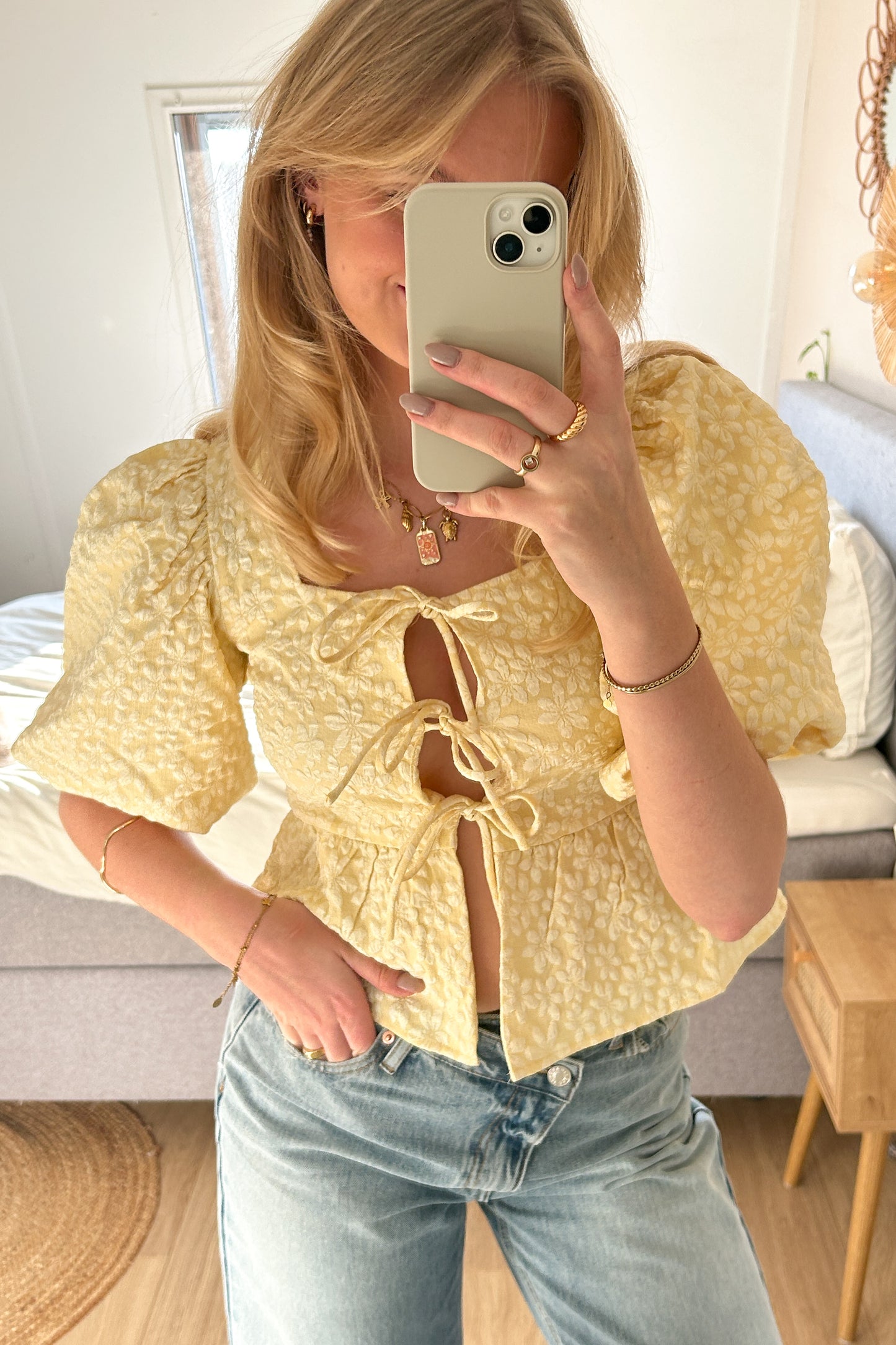 Fien Top with bows - yellow