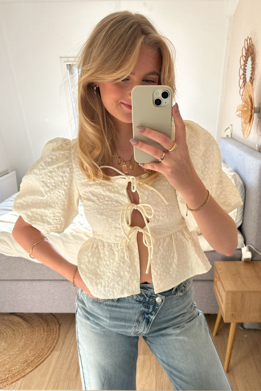 Fien Top mit Schleifen - Off-White